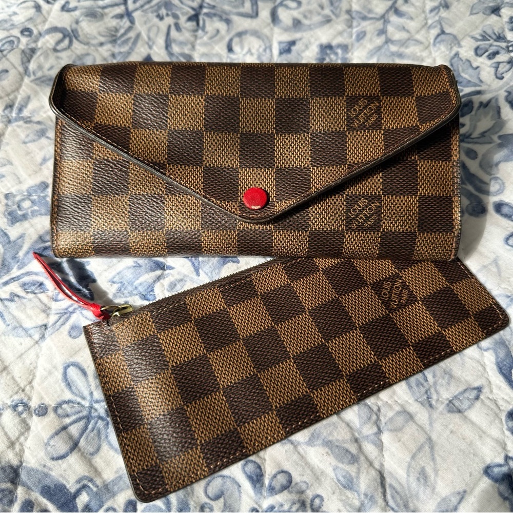 Louis Vuitton Damier Ebene Josephine Wallet with matching coin pouch.